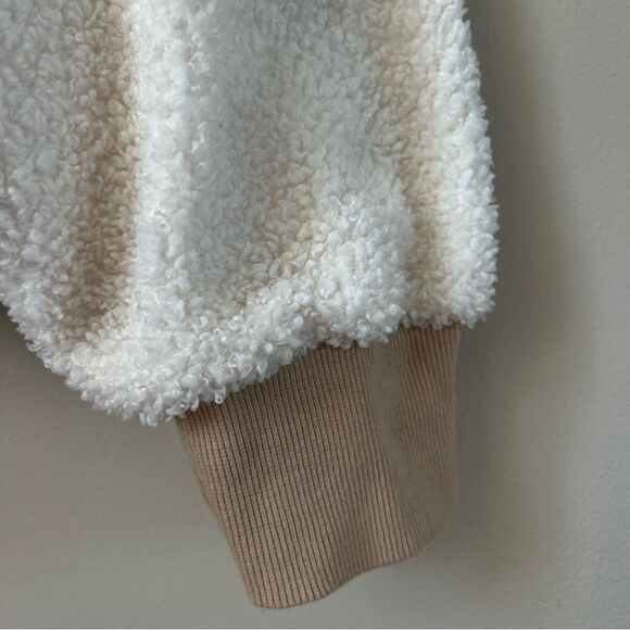 Fabletics Malia Polar Fleece Cream Mocha Tan Crew Crop Top Sweater Size 1X - Picture 12 of 16